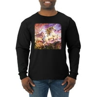 Unicorn Fanstasy Rainbow Dvorac Muška majica s dugim rukavima, crna, srednja