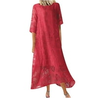Daqian Womens plus veličina haljina Ženska ljetna modna casual Solid Color Mid rukava Mesh Mid Duljina