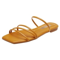 ZTTD Flat remen otvoreni papuče za nožni prste kvadratni kaiš plaže sandale bajke modne papuče ravne