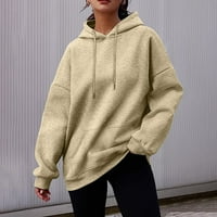 Cuoff bluze za žene jesen i zimska pulover pulover s kapuljačom s kapuljačom runo s dugim rukavima kratka