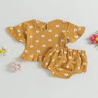 Sprifallbaby Baby Girl Cvjetni vrhovi kratkih rukava s kratkim rukavima + Bloomer Hlače Postavite novorođenčad