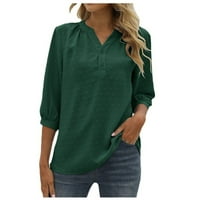 Šifonske bluze za žene Dressy casual obične majice u boji ljetna moda pom pom gumb dolje V majice
