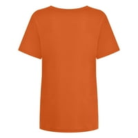 Ženski vrhovi ženske labave bluze okrugli vrat kratkih rukava Halloween tiskani majice narančastim m