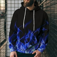 Muški plamen 3D štampanje s kapuljačom s kapuljačom Sportski casual labav vrhovi džemper plavi m