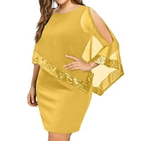 Ljetne haljine za žene casual kratka plus veličina hladnog ramena prekrivena asimetrični šifon bez kaiševa