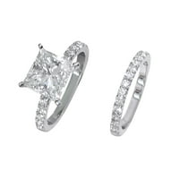 Kvadratni srebrni kubični cirkonij Bridal Rhinestone Angažman prsten full dijamant cirkonia pasijans