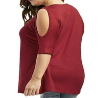 Ženske plus tunika T-Shirs Ljeto hladno rame s kratkim rukavima V-izrez Casual bluza