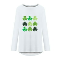 Jsaierl Womens St. Patrick's Dnevni majica s dugim rukavima Shamrock djetel uzorak tee irski labavi
