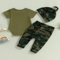 Qinghua novorođenčad dječaka ljetna odjeća kratka rukava s kratkim rukavima ROMper + maskirne hlače