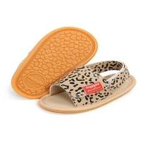 Bagilaanoe Baby sandale Čvrsti leopard dizajn peta kopča Pritisnite zatvarač Neklizajuće lagane ljetne stane cipele