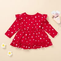 Haljina za Valentinovo 6M-4T za djevojku Toddler s dugih rukava rufff Heart Print princeze haljina crvena