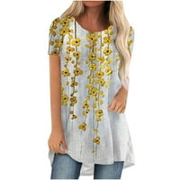 Olyvenn ženske trendi midi tunika bluze košulje bljeskalice vintage odjeća modni ljetni kratki rukav