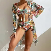 Ženski kupaći kostim set visokog struka Bikini s prikrivanjem modnog otiska na ljetnom kupaćem kupaće
