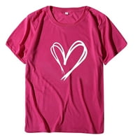 Odmor Majica Love Heart Ispiši Ljeto Tunic Kratki rukav Tees Women T-majice Okrugli vrhovi vrata labavi