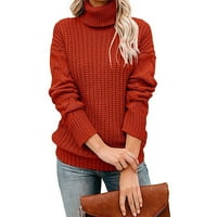 Ženski turtleneck pulover zimski džemper kabel rebrasti labavi dugi rukavši Bašine meke čvrste boje