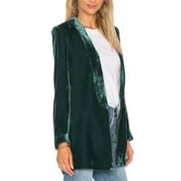 Ženski rukav baršun bluže retro jakne od pune jakne čvrste boje rever otvorenog prednjeg kardigan elegantnog