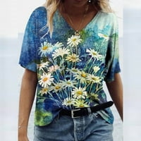 Ženski bluze s cvjetnim bluzom V-izrezom Ležerne prilike za ženske plus ljetne majice kratkih rukava