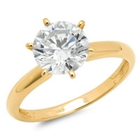 CT okrugli rez Clear Simulirani dijamant 18k žuti zlatni godišnjički angažman prsten 3,5