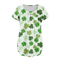 Henley cvjetna bluza Ležerne prilike ljetnih kratkih rukava za žene Fluorescentne zelene m