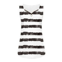 Amousa Fashing Womens Striped Print V-izrez Lanac Povucite gornje majice za majice bez rukava majice