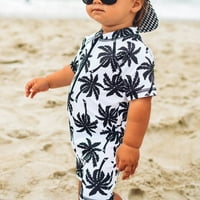 Allshope Baby Boy kupaći kostim sa šeširom, crtanim stablom Ispis kratkih rukava okrugli vrat Pola patentnog