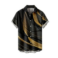 Havajska majica za muškarce Veliki i visoki modni snop Ispis kratkih rukava prema dolje Ogrlica gornje bluze ljetne kardigan za odmor s džepom crni xxxl