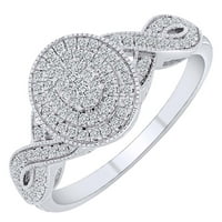 Carat Okrugli oblik Bijeli prirodni dijamantski halo vjenčani prsten u 10K čvrsti bijeli zlatni prsten
