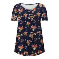 Gacuw Ljetni vrhovi za žene bluze s kratkim rukavima Torbeni fit pulover TEES T-majice cvjetni tisak