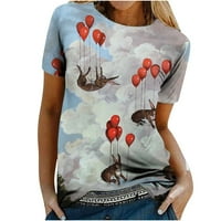 Amidoa ženski modni vrhovi smiješni printe casual labava fit majica bluza za bluzu za tisak Trendi pokloni