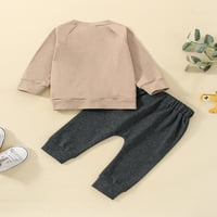 Qiylii Baby Boys Casual Set odjeće, Pismo Ispis Duks dugih rukava + elastične hlače za struk postavljene