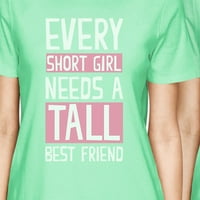 Visok kratki prijatelj BFF odgovarajuće košulje Ženske mint teen Girls Pokloni