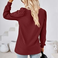 Ženska jeseni moda, ženski vrhovi, dugih rukava, punog kvadratnog vrata majica majica tuničkog vina