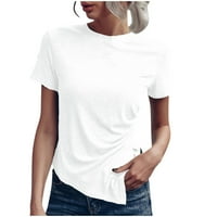 Penskaiy Ženske kratke rukave Basics Crewneck Casual Casual TOP pulover majica Ljetne košulje i bluze XL bijeli ljetni posao