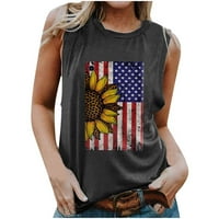 Ženska ljetna američka stanja stanja zastava USA zastava zvijezde Strips Graphic Thirt majica bez rukava