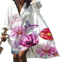 Avamo Žene Ležerne prilike Ležerne prilike dole Midi dugi vrtovi Boemski cvjetni print tunički bluza