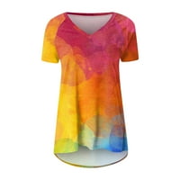 Ženski trendy Labavi vrhovi Clearence V pulover Ležerne prilike Comfey Prodaja Rainbow Gradient Tees