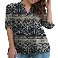 Neilla Ženski vrhovi Floralni print majica V izrez T Majica Dame labav tunik Bluza Dugi rukav Tee Style