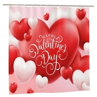 Valentinovo set za tuširanje romantično crveno i bijelo balone u obliku srca Dekor kupatilo za zavjese