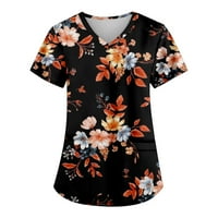 Ženski bluze s kratkim rukavima modna bluza za ispisane žene plus majice V-izrez ljetni vrhovi crne