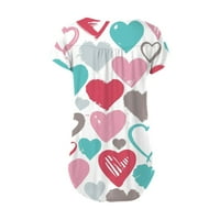 Valentinene majice za žene grafičke teenje srca Ispiši sa kapuljkom kratkih rukava plava l