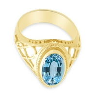 Simulirani akvamarin prsten na Celtic Lady u 14K žutog pozlaćenog srebrnog nakita za dame, veličine