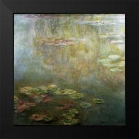 Monet, Claude Crni moderni uokvireni muzej umjetnički print pod nazivom - vodeni ljiljani