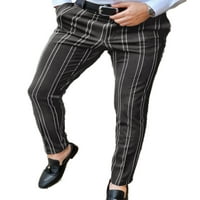 Beiwei Men Hlače prugaste pantalone karirane olovke za olovke Olovka Opremljena dna formalni elastični