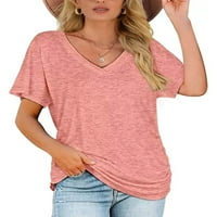 RRHSS žene V izrez Loonice Tuntic na vrhu majica s kratkim rukavima sa bočnim širenjem casual tee