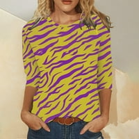 Ženska moda tiskana na rukavu na srednjim rukavima Okrugli vrat Ležerne prilike majica Hot8SL4486547