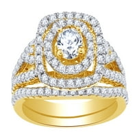 1. CT okrugli bijeli prirodni dijamantski okvir zadruga za udruženje u 14K žutom zlatnom prstenu veličine: