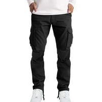 Muške teretne hlače Street Casual Sports Multi džep ravne cijevi za crtanje crna veličina m
