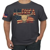 Američki ponos patriotski bik. Američki rukav za zastavu Američki postobovi za muškarce, drveni ugljen,