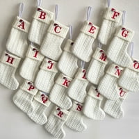 7.1 Mini božićne čarape, bijeli pleteni izvezeni Xmas Čarape Classic Personalizirano slovo Čarapa za