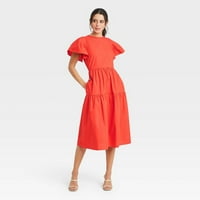 Ženska haljina s kratkim rukavima s kratkim rukavima - ko šta nosi tamno crveni XS